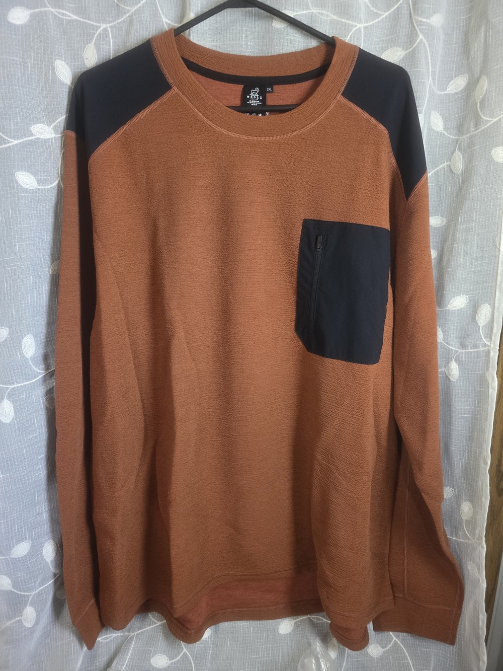 Men's Rust Crewneck with Black Pocket